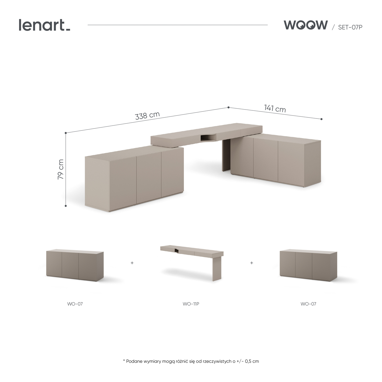 Meble młodzieżowe WOOW SET 07P szampański / clay grey - obrazek 6