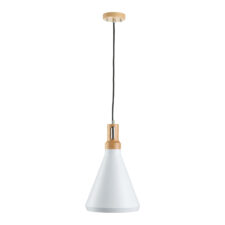 Lampa wisząca NORDIC WOODY biało drewniana 25 cm
