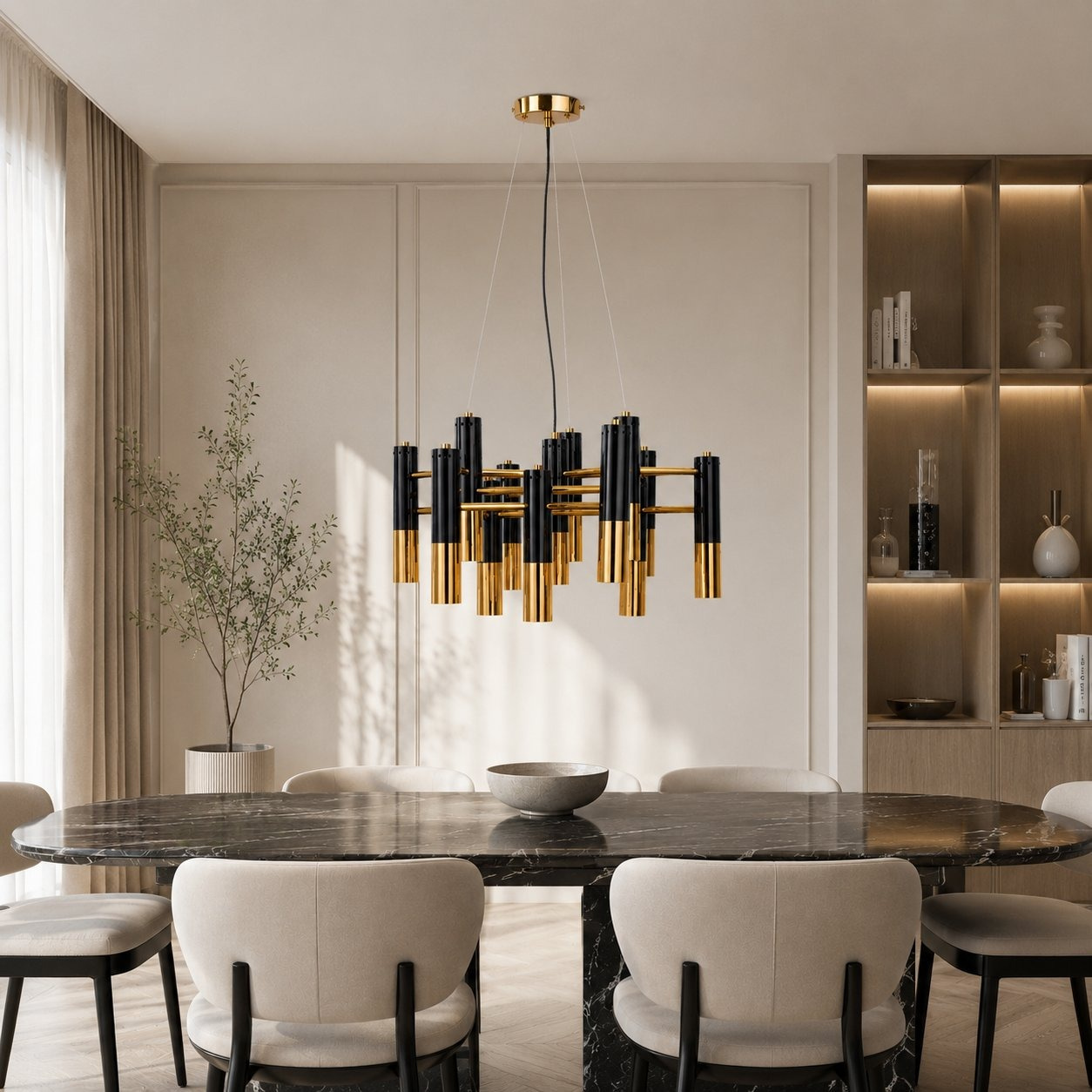 Lampa wisząca GOLDEN PIPE-13 czarno złota 60 cm - obrazek 3