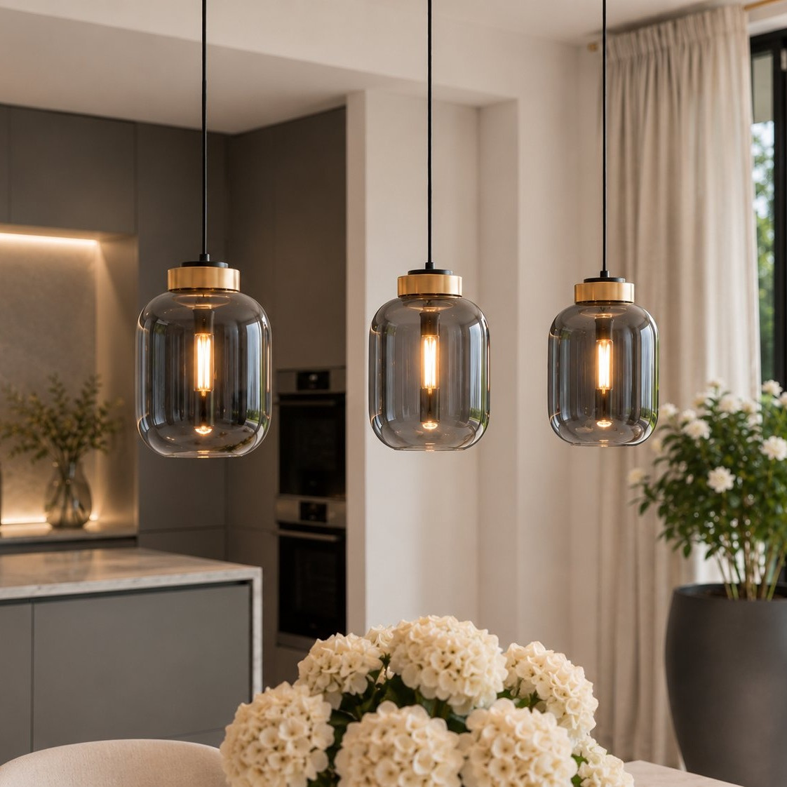 Lampa BOOM LED szaro złota 25 cm designerska szklana do wnętrz premium - obrazek 4