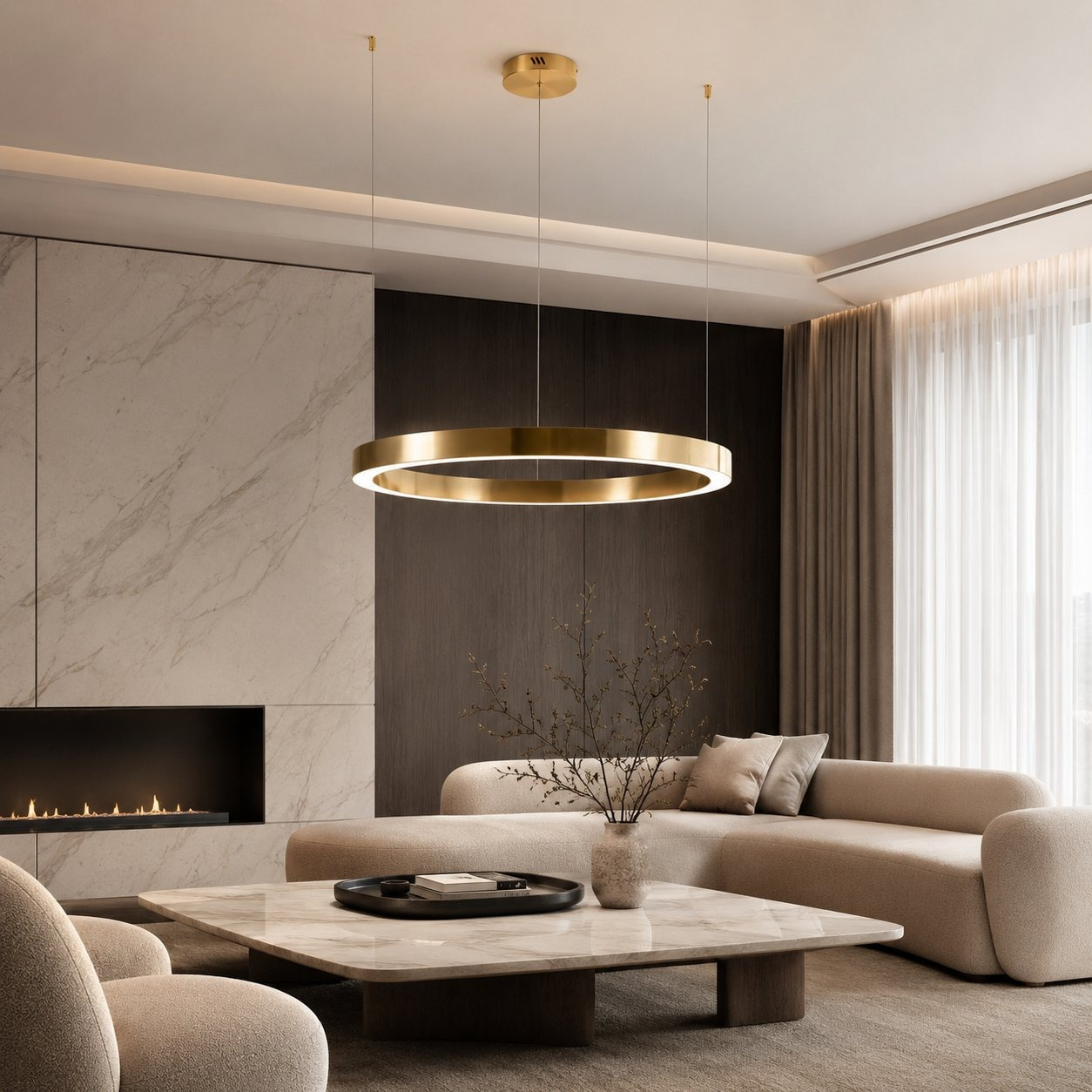 Lampa wisząca CIRCLE 80 LED mosiądz szczotkowany 80 cm - obrazek 3
