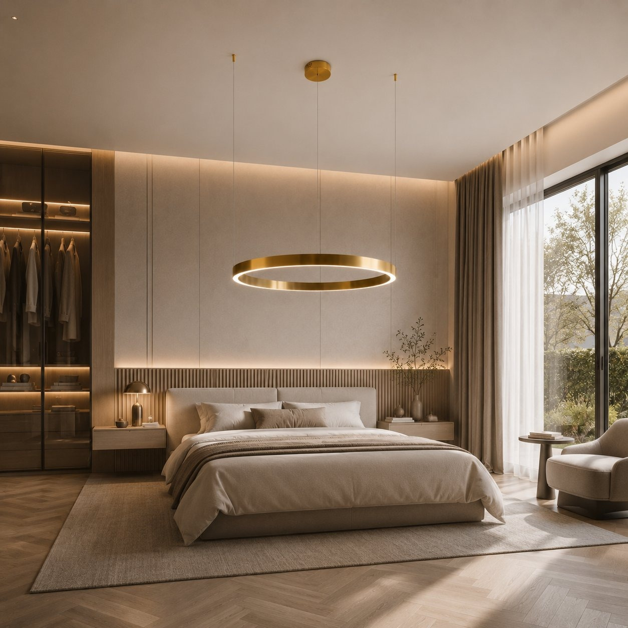 Lampa wisząca CIRCLE 100 LED mosiądz szczotkowany 100 cm - obrazek 3