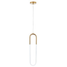 Lampa wisząca U-SHAPE 60 cm złoty mosiądz - stylowa nowoczesna lampa do sypialni i salonu