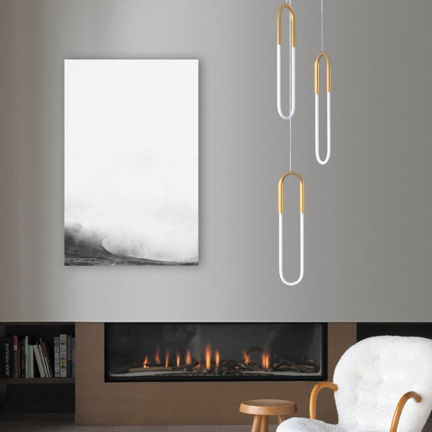 Lampa wisząca U-SHAPE 60 cm złoty mosiądz - stylowa nowoczesna lampa do sypialni i salonu - obrazek 3