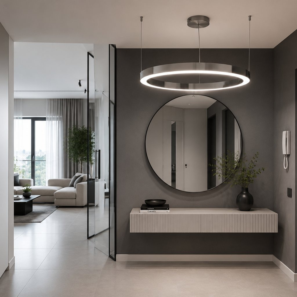 Elegancka lampa ring CIRCLE 80 LED nikiel szczotkowany do nowoczesnego wnętrza - obrazek 5