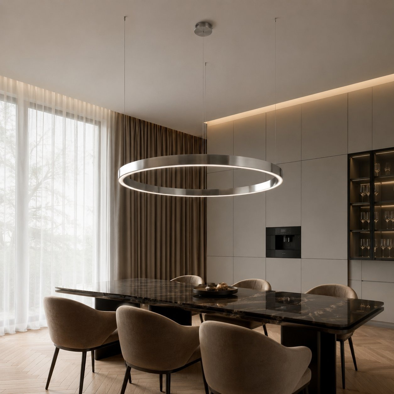 Lampa wisząca CIRCLE 100 LED nikiel szczotkowany 100 cm - obrazek 3