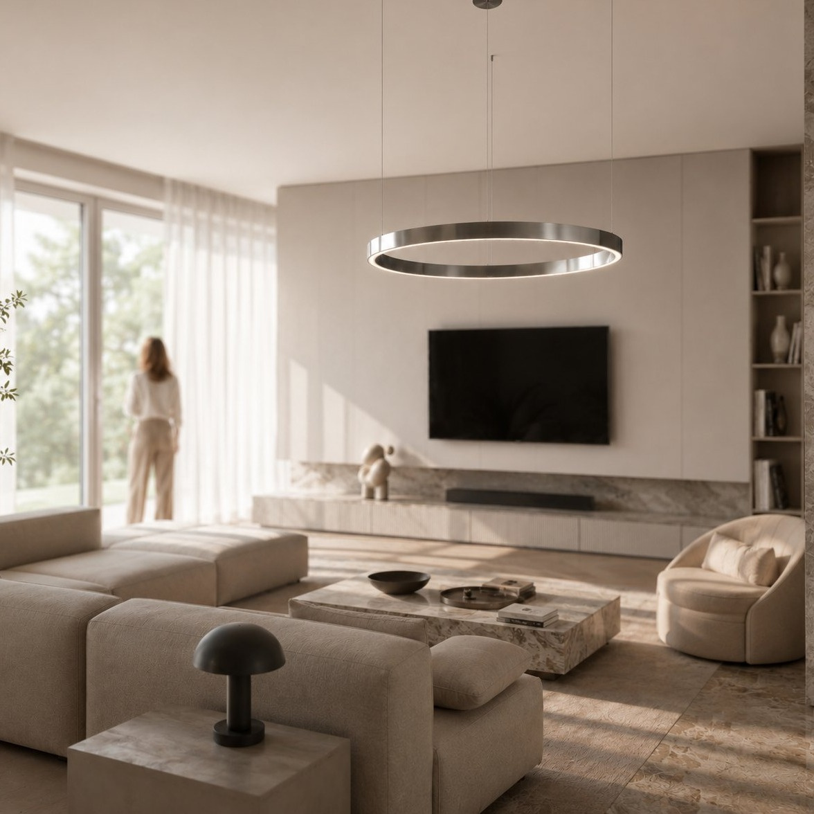 Lampa wisząca CIRCLE 100 LED nikiel szczotkowany 100 cm - obrazek 4