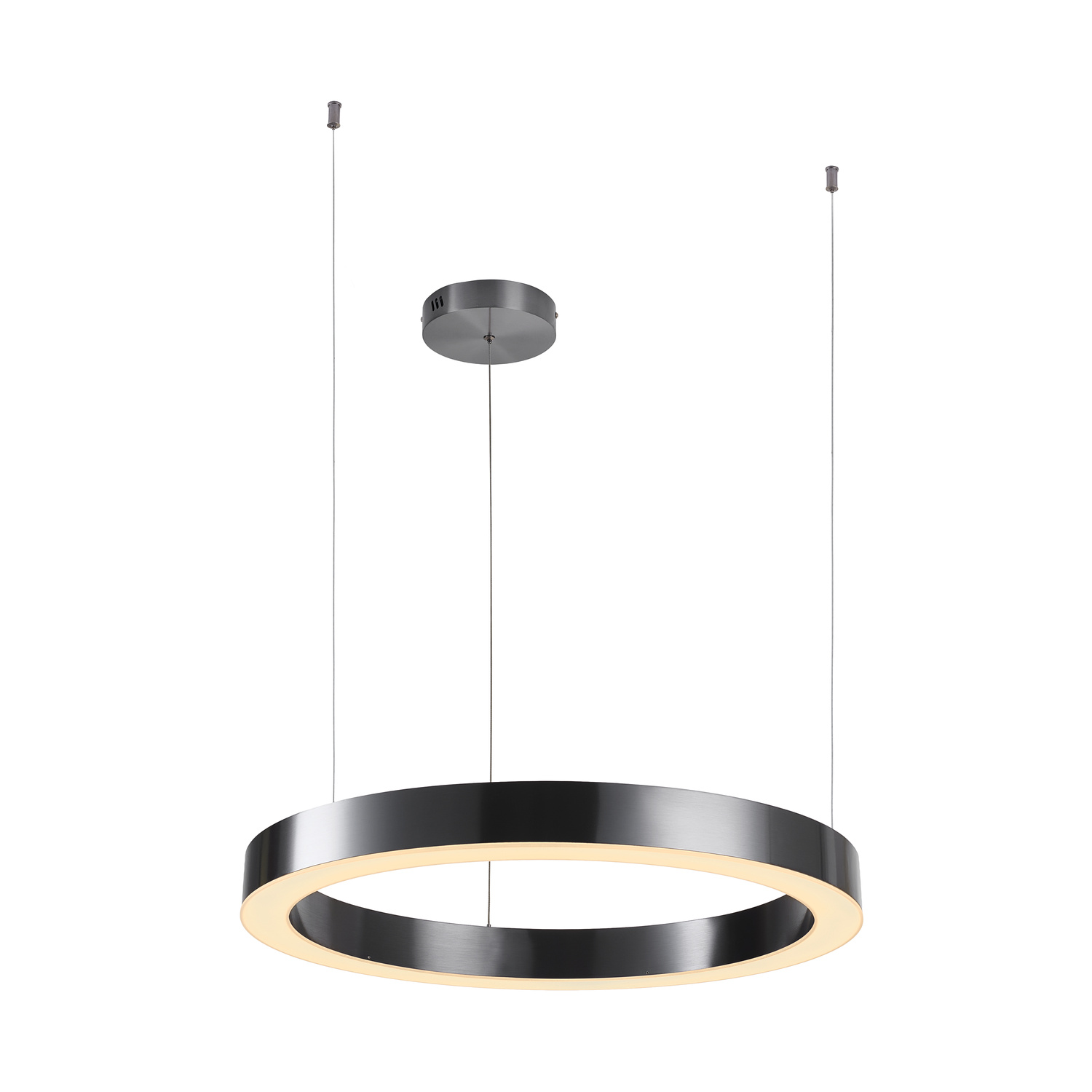 Stylowa lampa wisząca LED CIRCLE 60 cm tytan szczotkowany do sypialni lub salonu - obrazek 4
