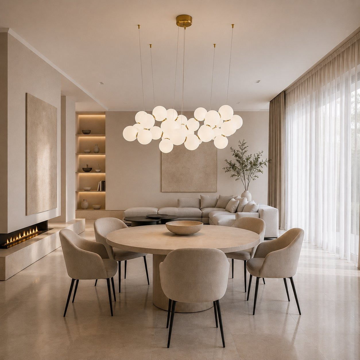 Lampa wisząca CORALLI-100 biało-mosiężna 100 cm - obrazek 3