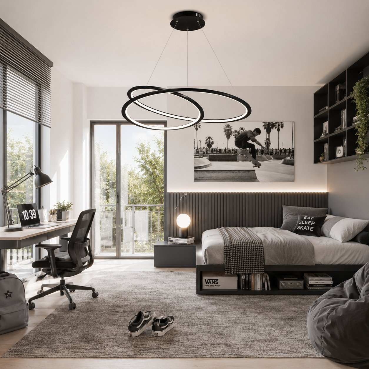 Lampa wisząca SPIRELLO ledowa czarna 80 cm - obrazek 3