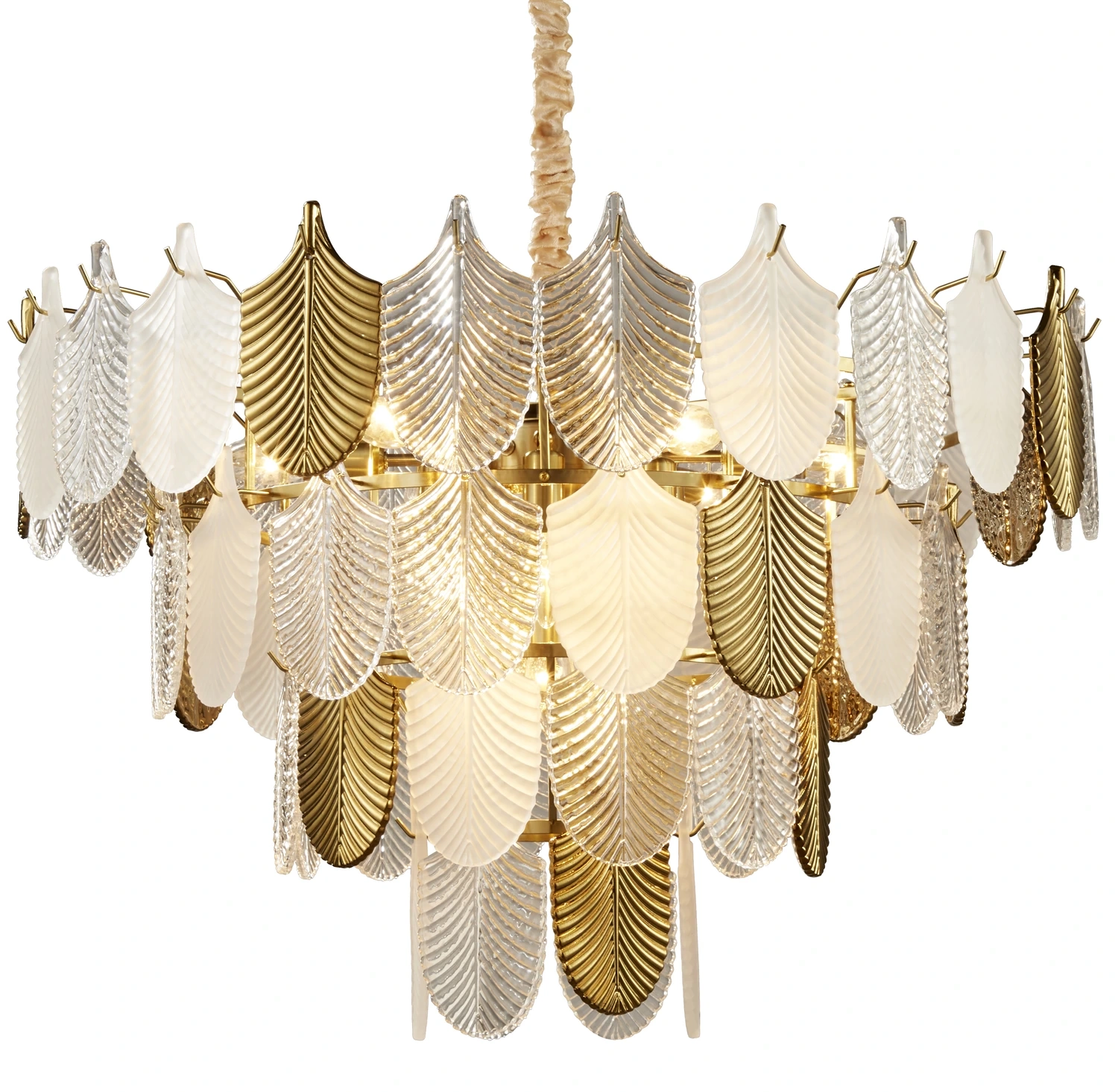 Lampa wisząca SECRET biało złota 80 cm - obrazek 3