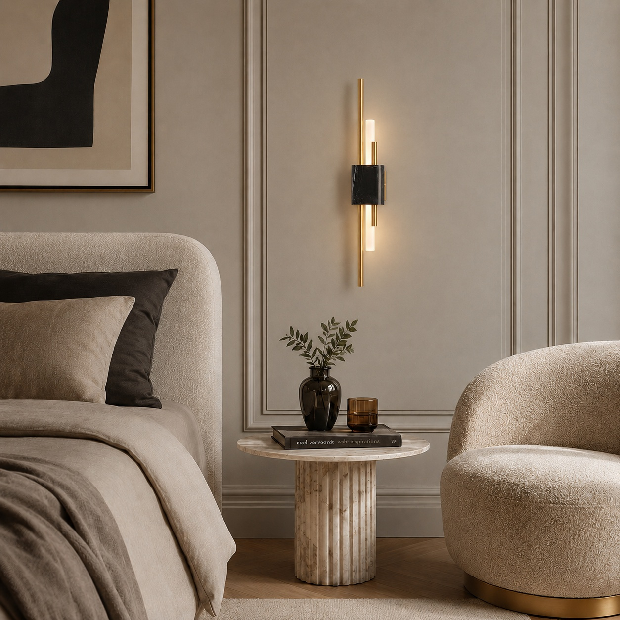 Lampa ścienna ELLIE LED marmurowa czarno złota 50 cm - obrazek 3