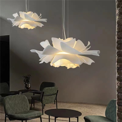 Lampa wisząca PEONY biała 50 cm w kształcie kwiatu piwonii E27 - obrazek 3