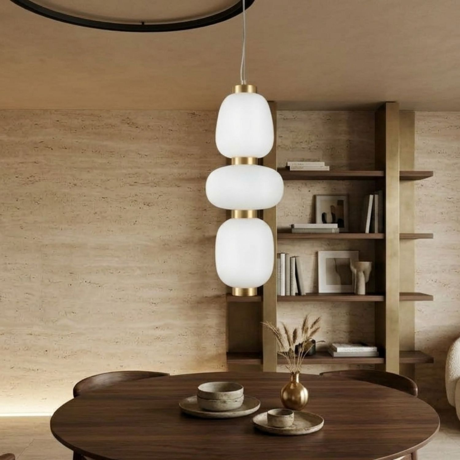 Lampa wisząca BRILLA-3, 23 cm - LED, złota, nieregularne białe kule - obrazek 3