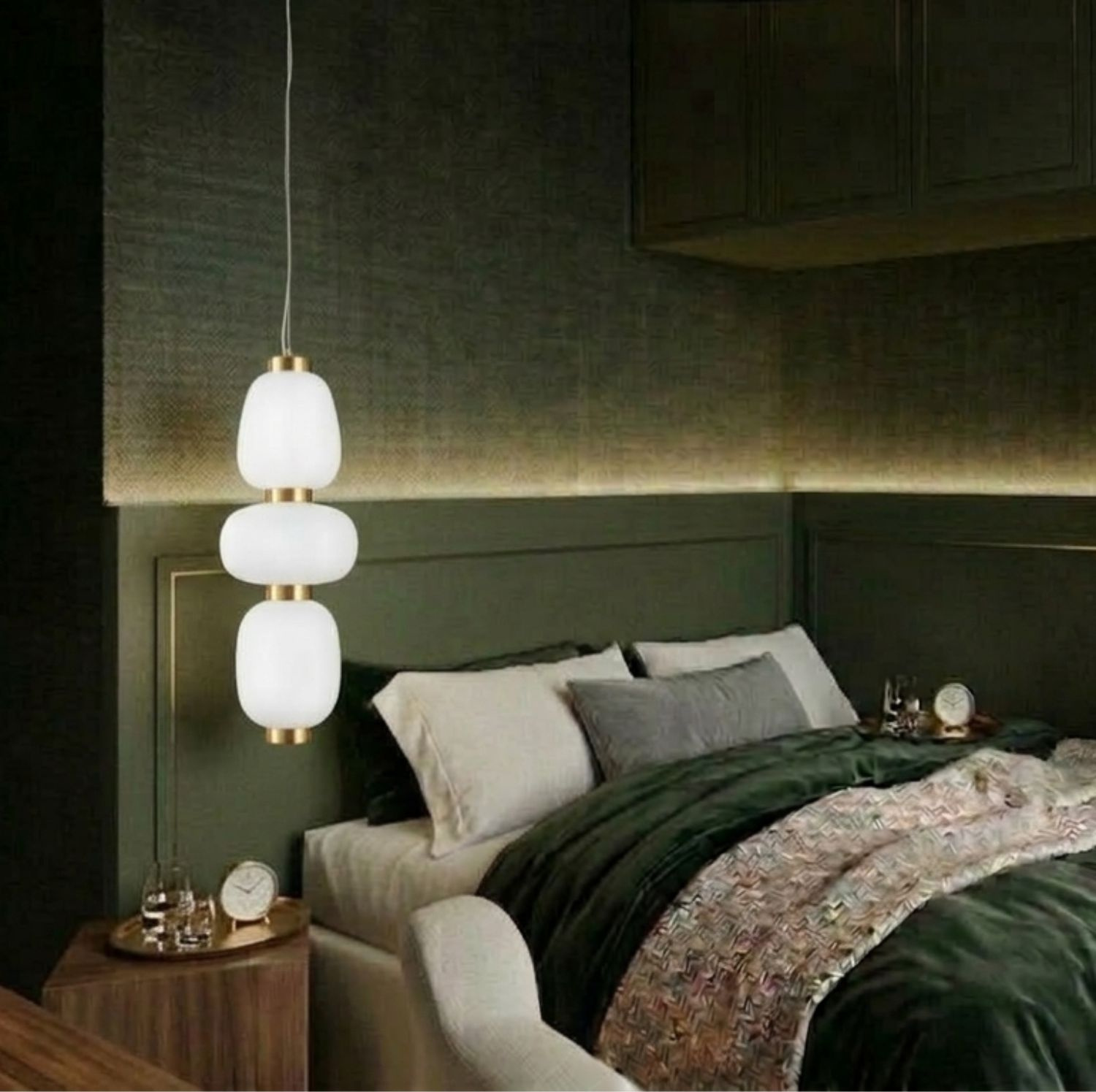 Lampa wisząca BRILLA-3, 23 cm - LED, złota, nieregularne białe kule - obrazek 4