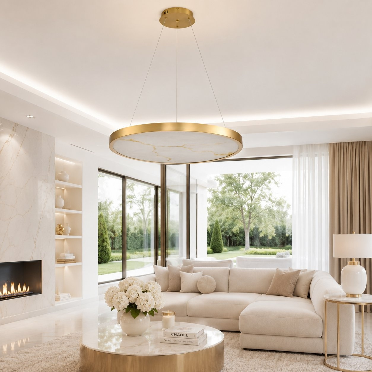 Lampa wisząca ALCHEMY LED złoty alabaster 60 cm - obrazek 3