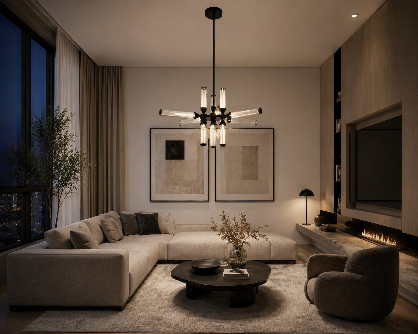 Lampa wisząca QUADRO-12 LED bursztynowe szklane klosze - obrazek 4