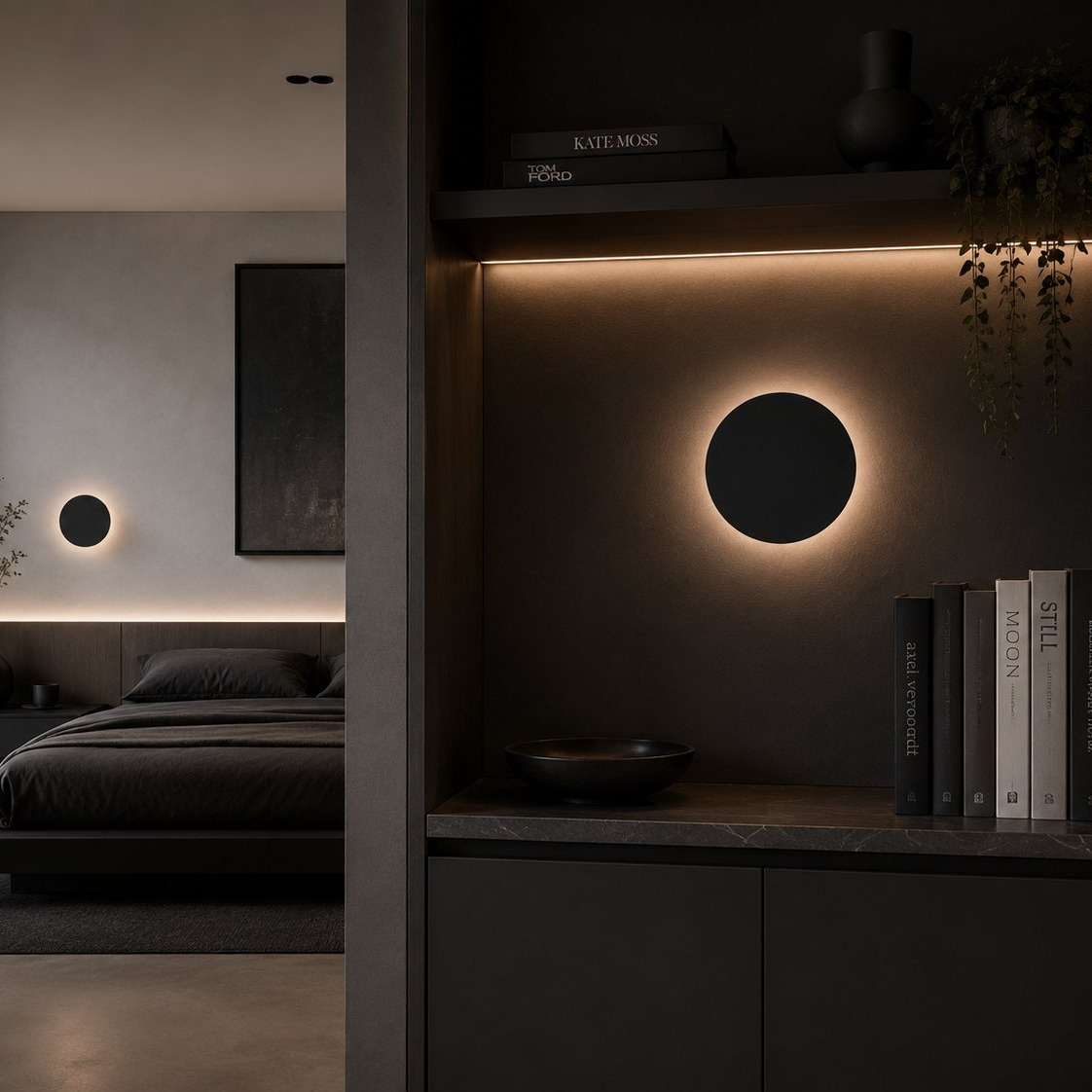 Lampa ścienna NYX 25 cm - LED okrągła, metalowa, czarna - obrazek 3