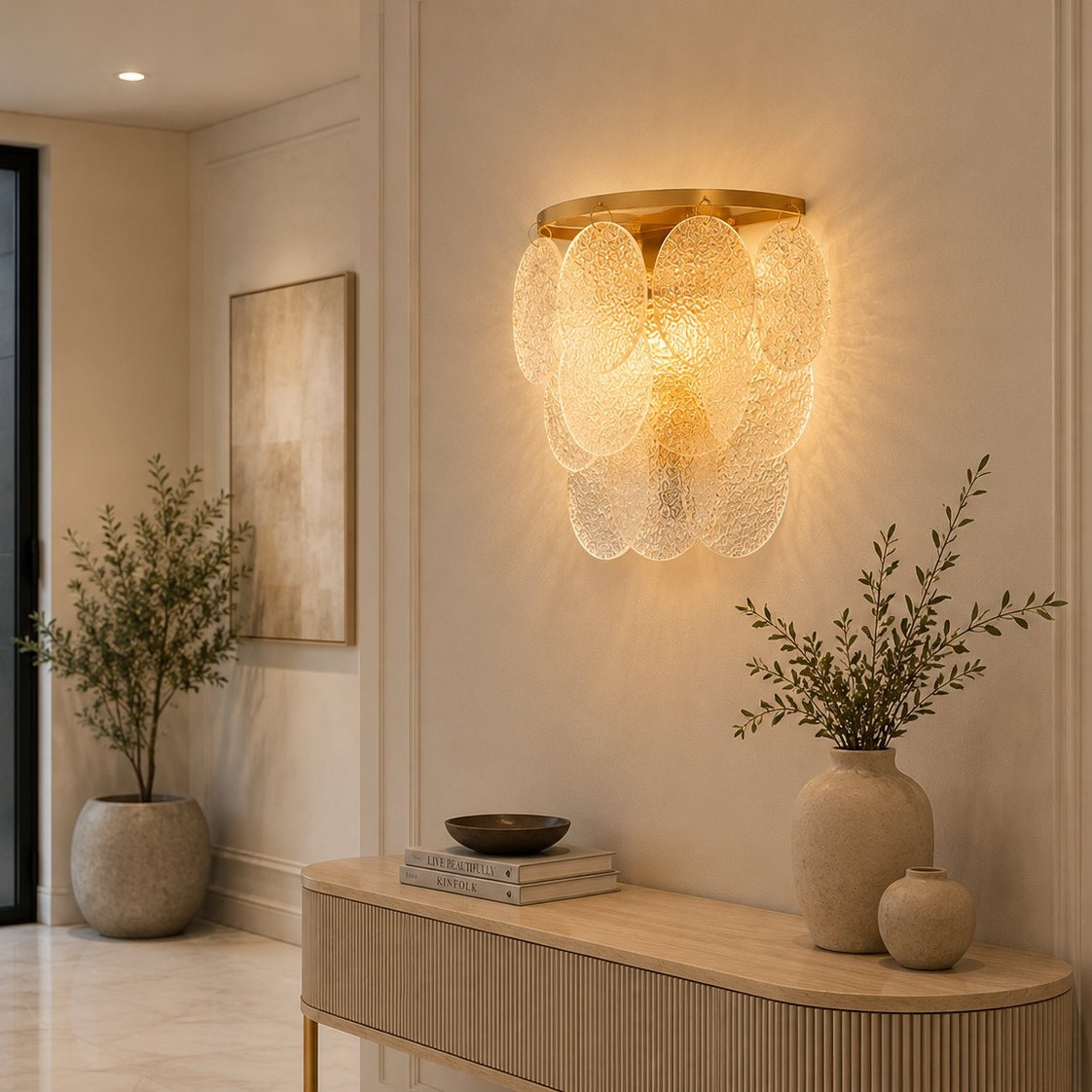 Lampa ścienna FIORE 30 cm - kinkiet złoty, kryształowy - obrazek 4