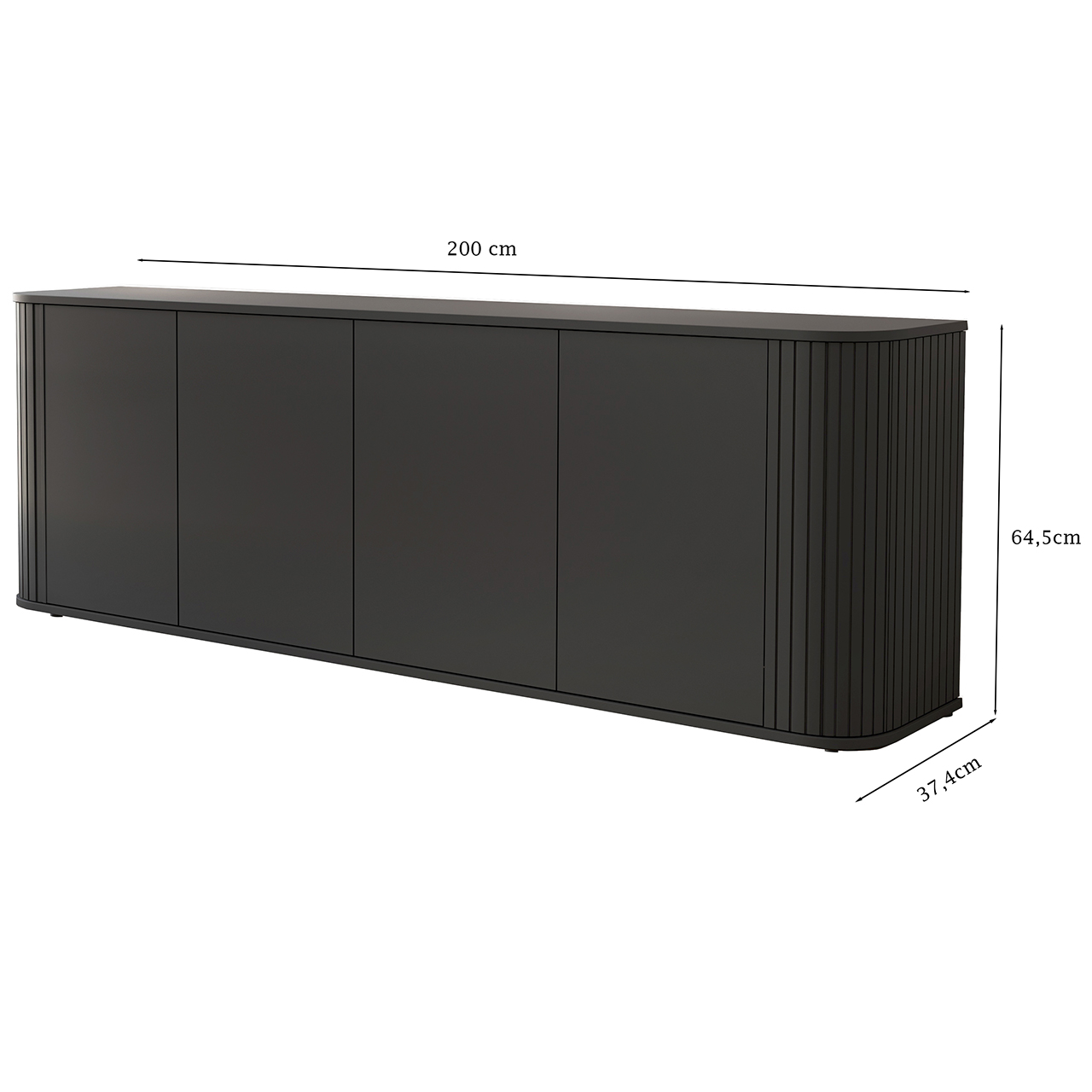 Komoda 4D 200 ZENO czarny - obrazek 3