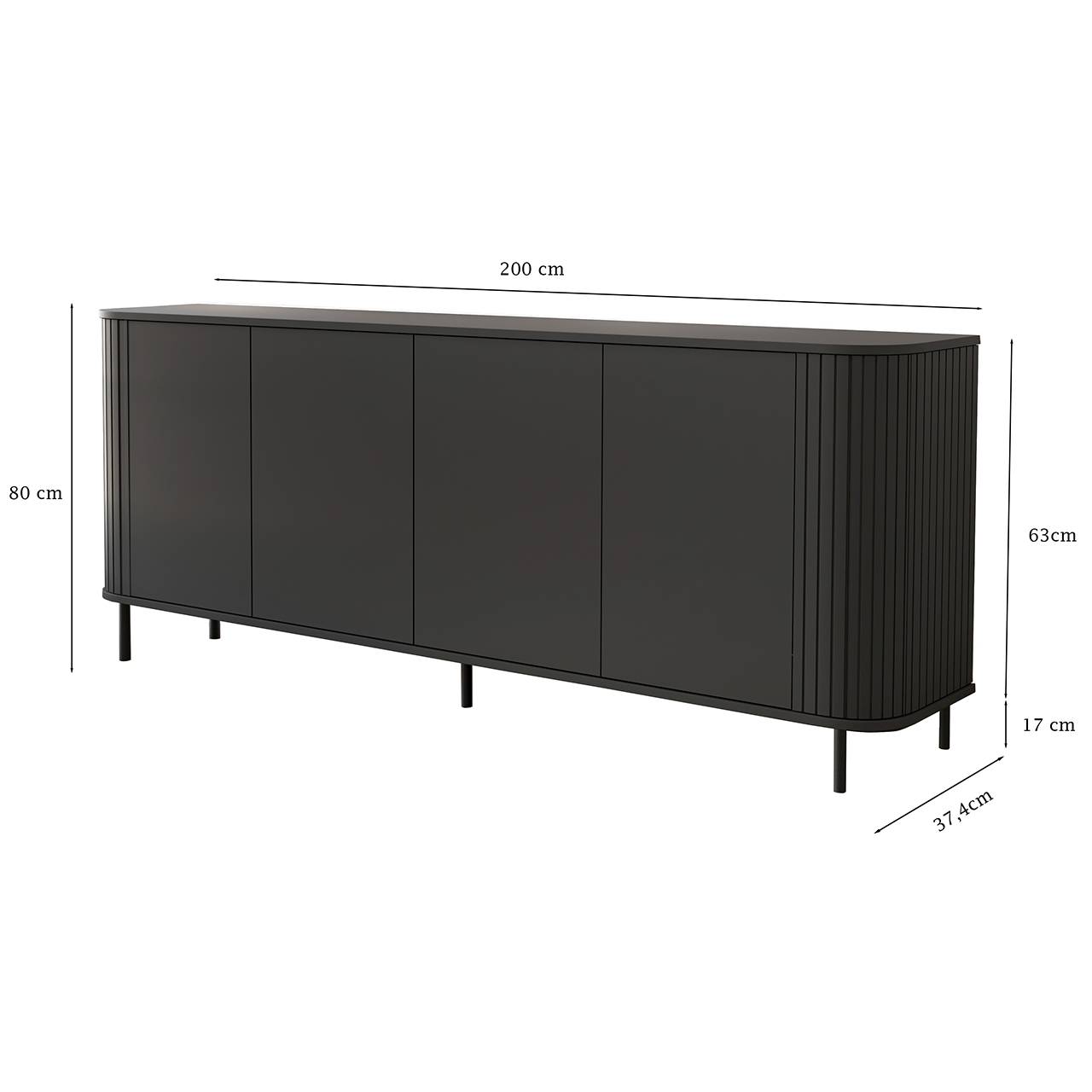Komoda 4D 200 ZENO czarny / kaszmir - obrazek 3
