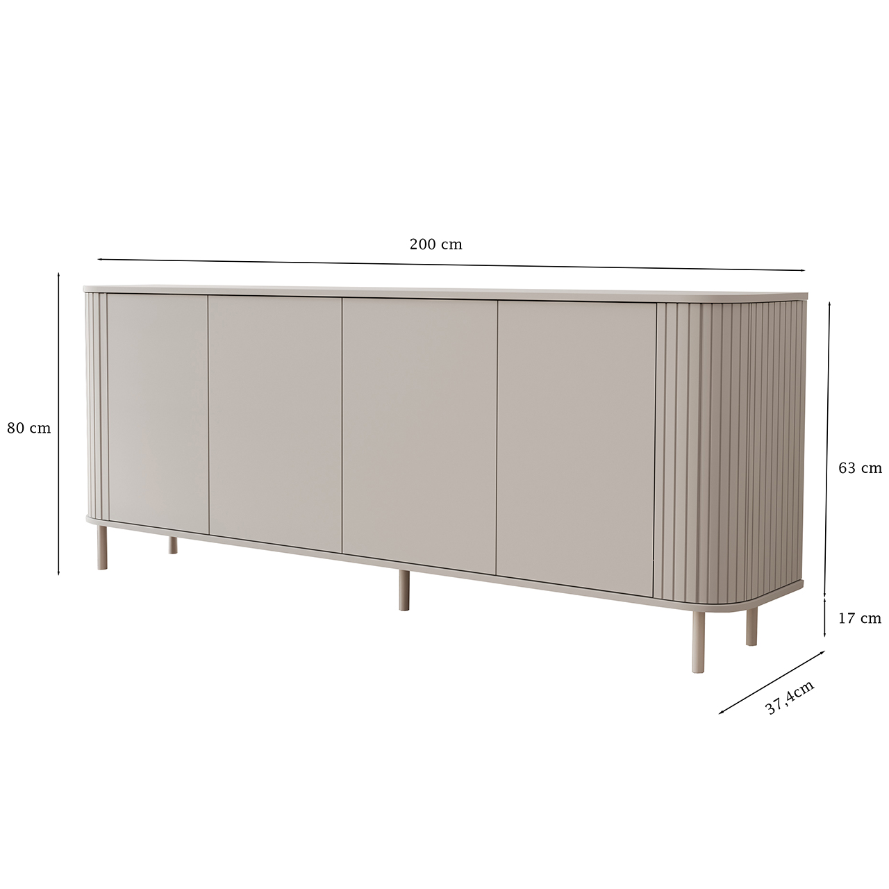 Komoda 4D 200 ZENO kaszmir / czarny - obrazek 3