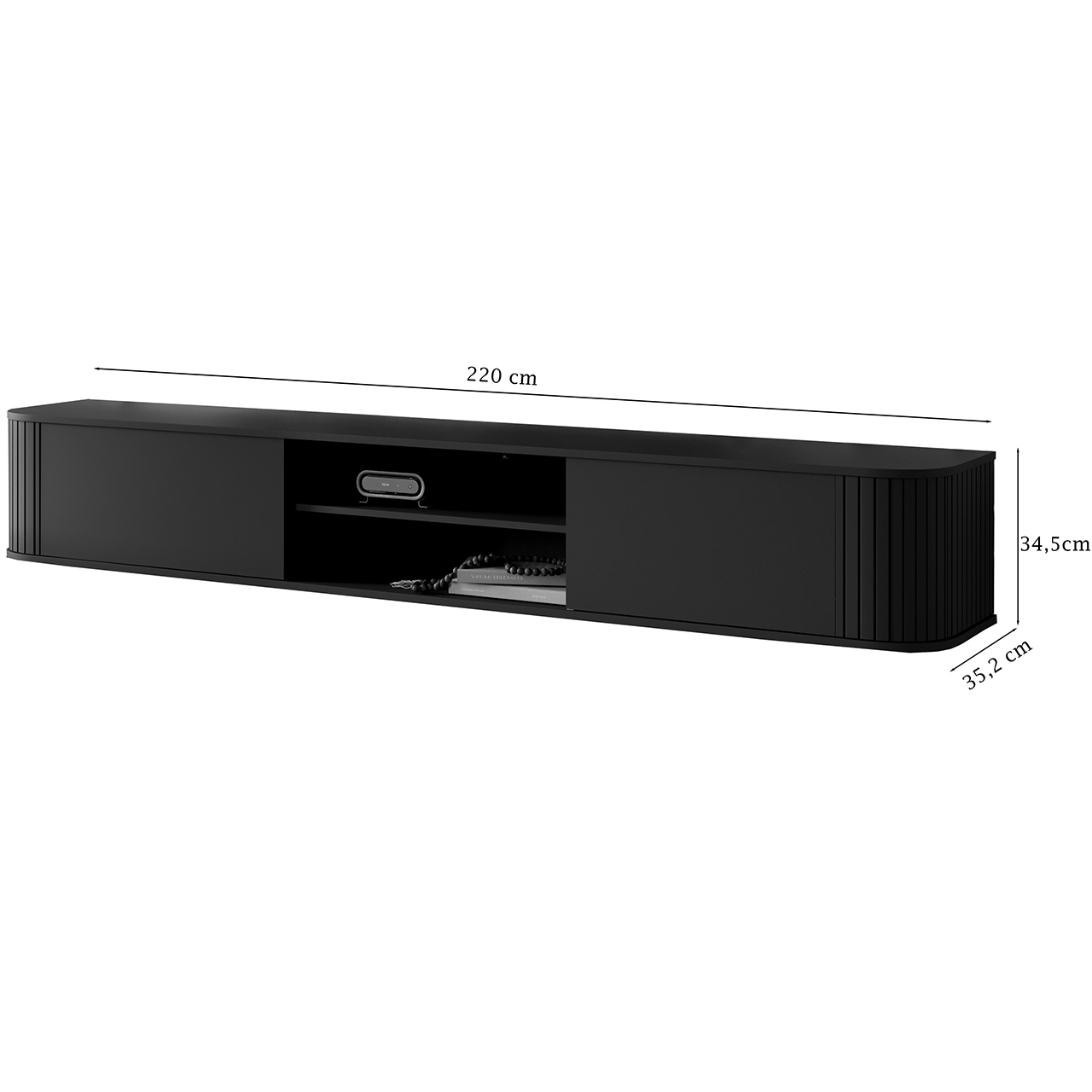 Komoda RTV 220 2K ZENO czarny - obrazek 3