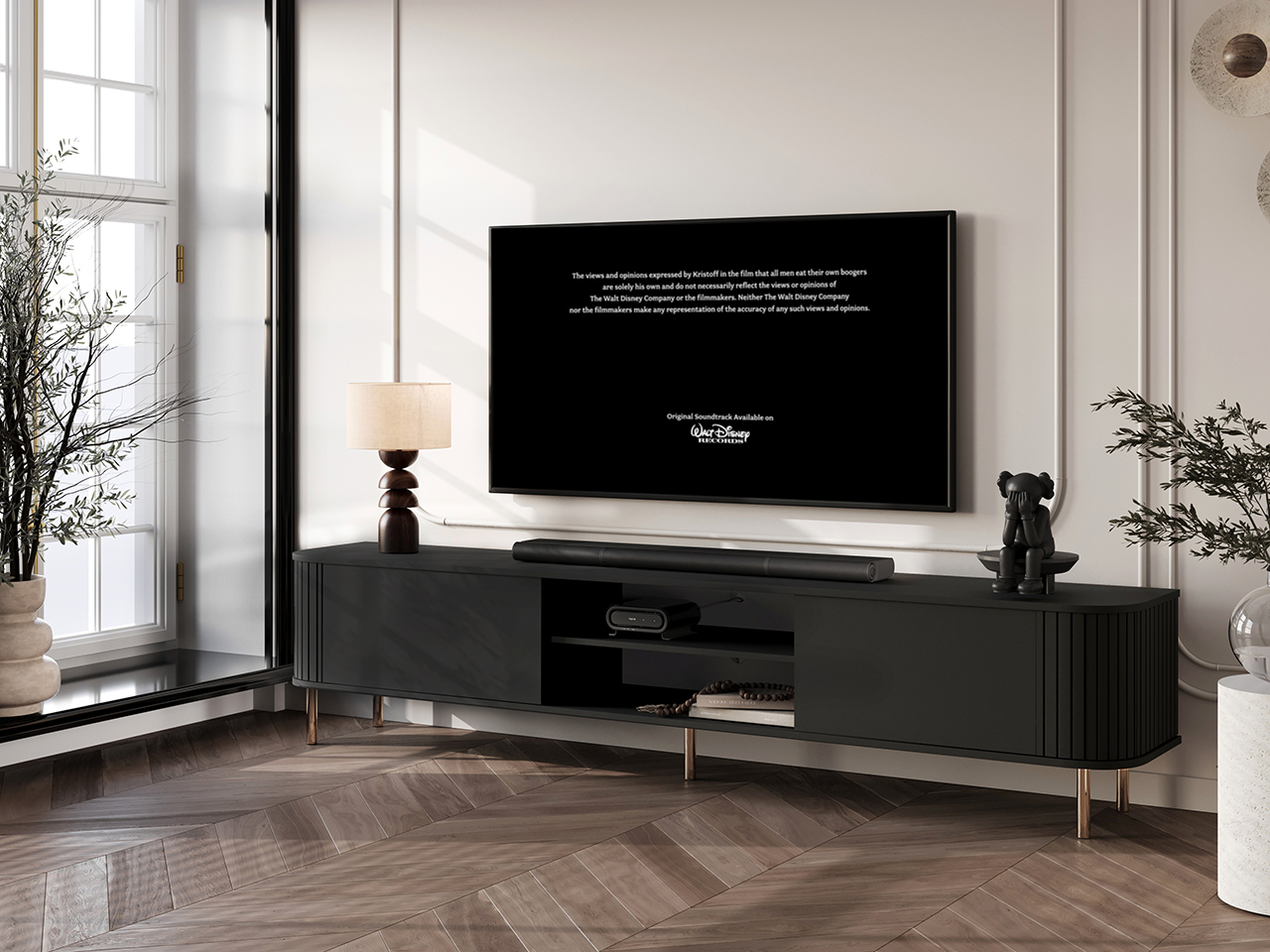 Komoda RTV 220 2K ZENO czarny / złoty - obrazek 4