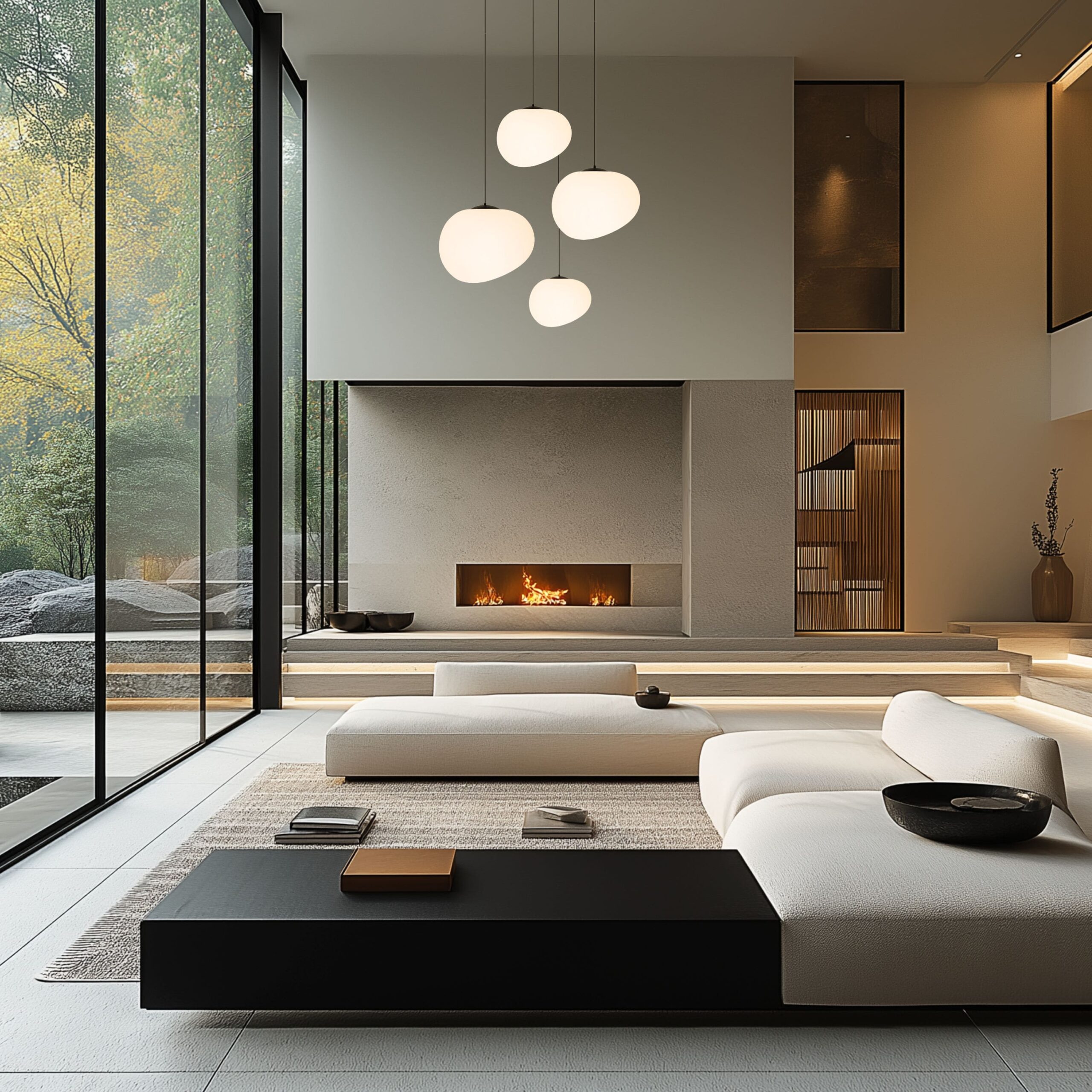 Lampa wisząca STONES 20 cm w stylu Japandi - z białym kloszem inspirowanym kamieniem - minimalistyczne oświetlenie sufitowe do salonu E27 - obrazek 7