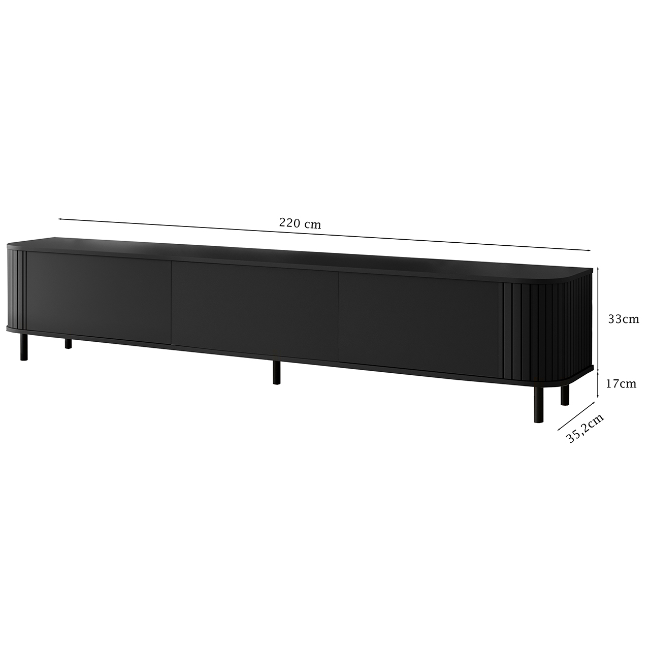 Komoda RTV 220 3K ZENO czarny / czarny - obrazek 3