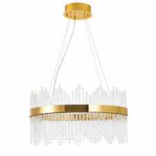 Lampa wisząca HESTIA 60 cm – żyrandol LED, złoty do salonu