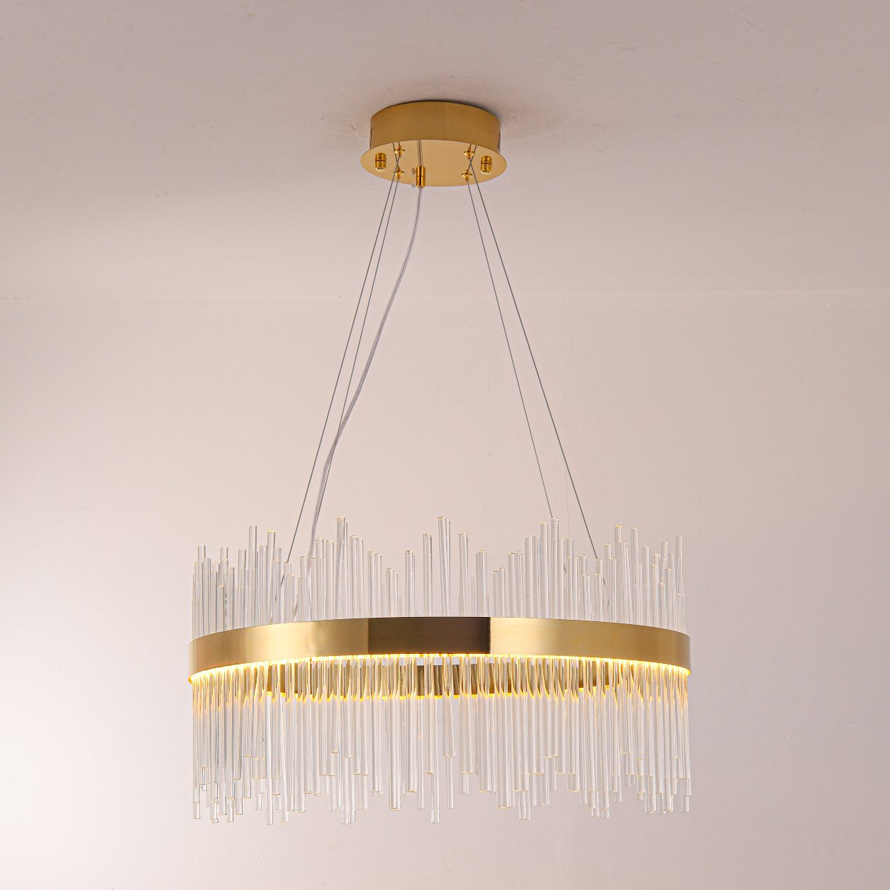 Lampa wisząca HESTIA 60 cm – żyrandol LED, złoty do salonu - obrazek 7