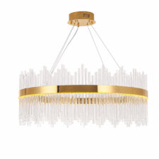 Lampa wisząca HESTIA 80 cm – żyrandol LED, złoty do salonu