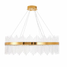 Lampa wisząca HESTIA 100 cm – żyrandol LED, złoty do salonu
