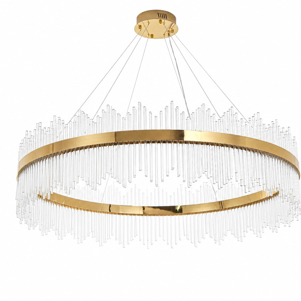 Lampa wisząca HESTIA 120 cm – żyrandol LED, złoty do salonu - obrazek 7