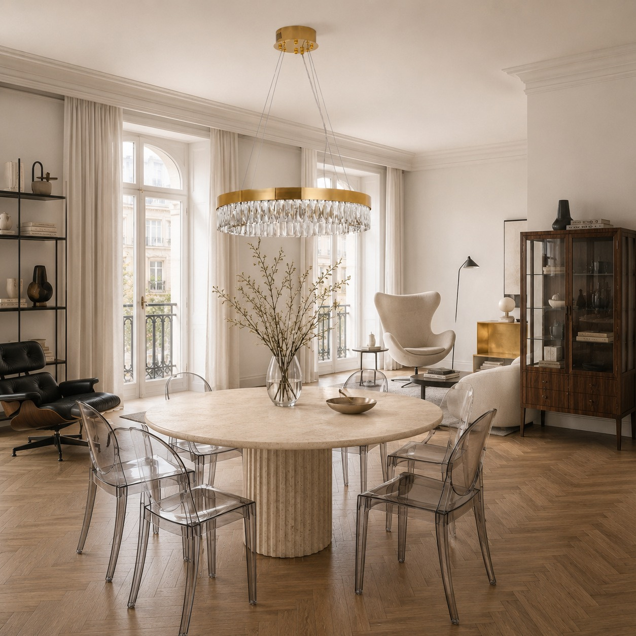 Lampa wisząca ALEXIS 60 cm - żyrandol złoty kryształowy - obrazek 4