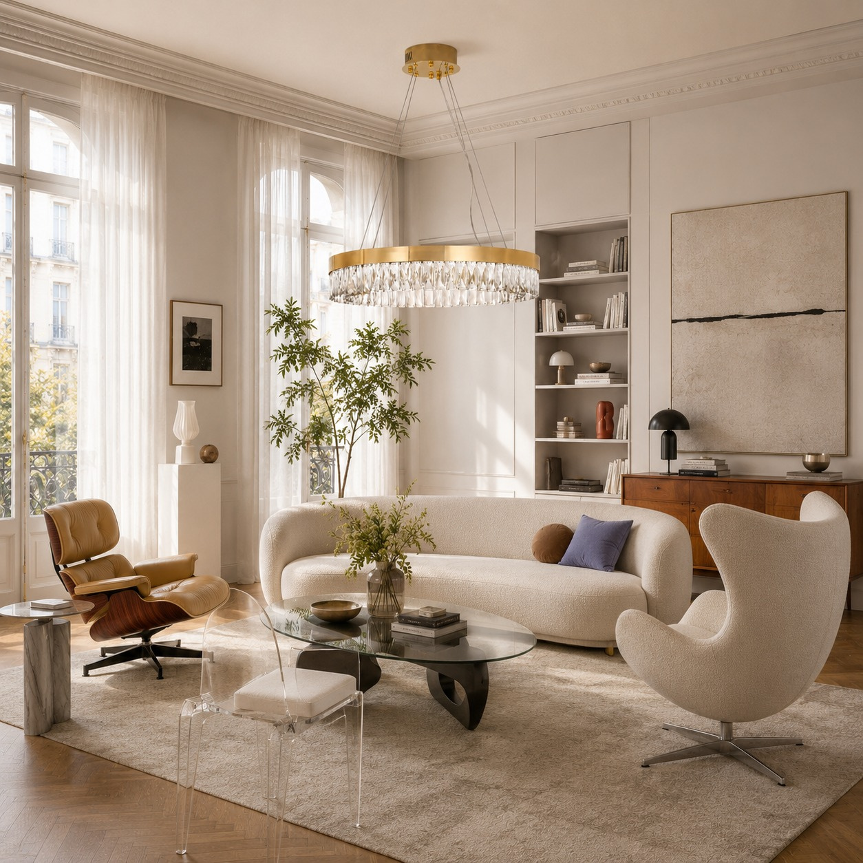 Lampa wisząca ALEXIS 60 cm - żyrandol złoty kryształowy - obrazek 6