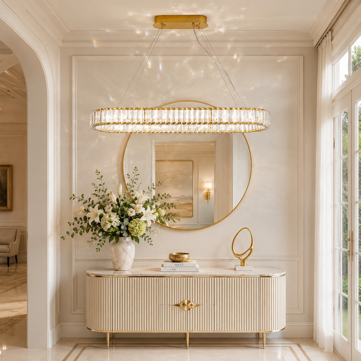 Lampa wisząca ADONIS 100 cm - elegancki żyrandol w złocie i krysztale - obrazek 5