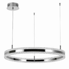 Lampa wisząca ARKADIA LED 80 cm - tytanowa z kryształowym pierścieniem