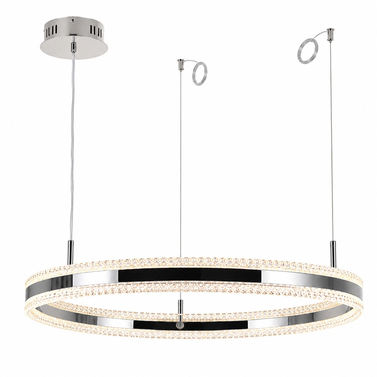 Lampa wisząca ARKADIA LED 80 cm - tytanowa z kryształowym pierścieniem - obrazek 8
