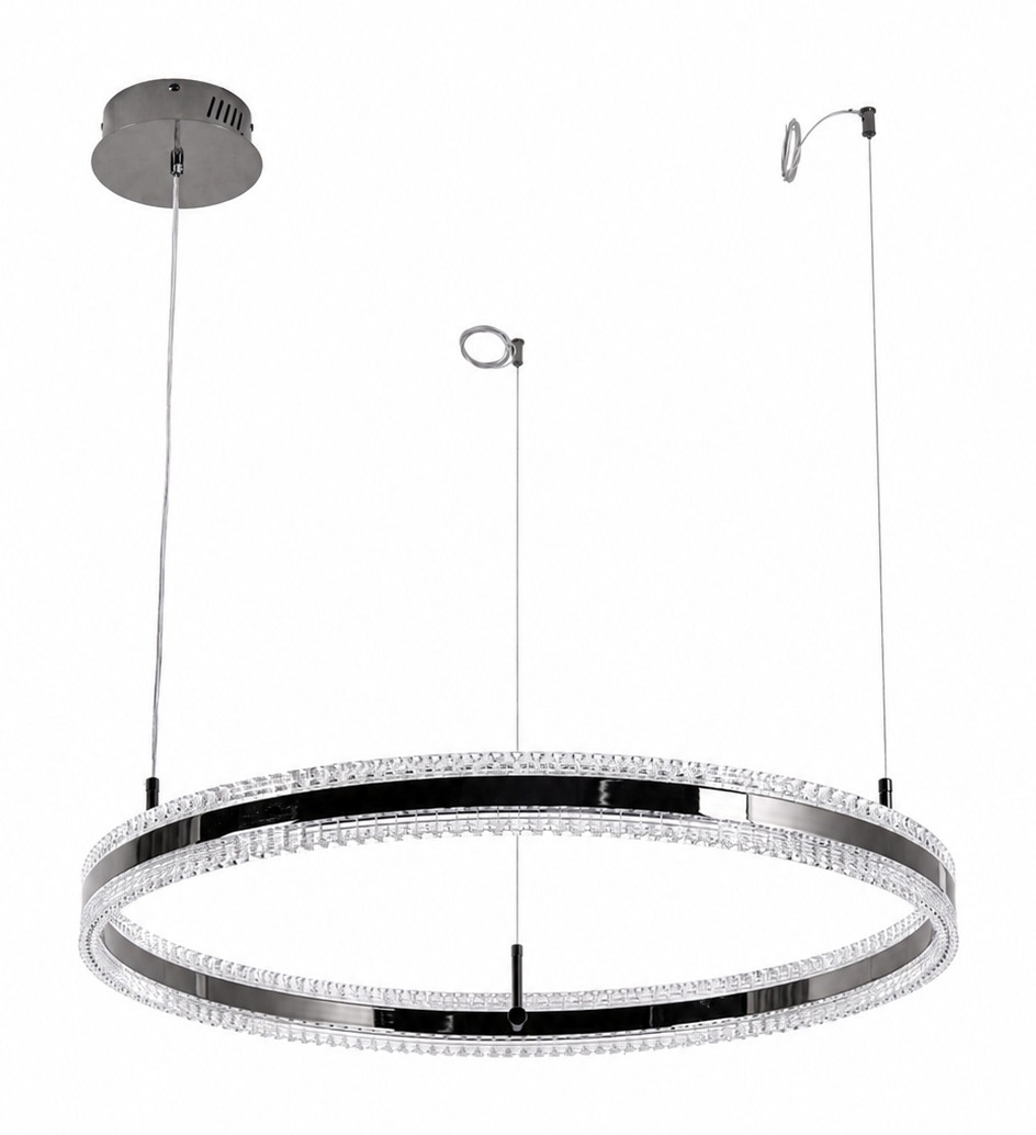 Lampa wisząca ARKADIA LED 80 cm - tytanowa z kryształowym pierścieniem - obrazek 9