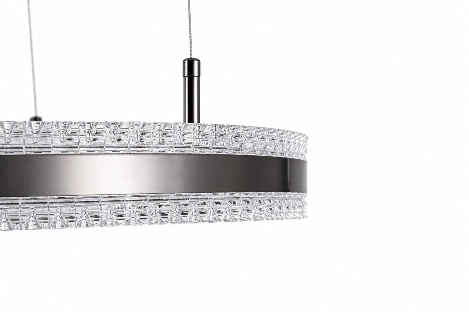 Lampa wisząca ARKADIA LED 60 cm - tytanowa z kryształowym pierścieniem - obrazek 6