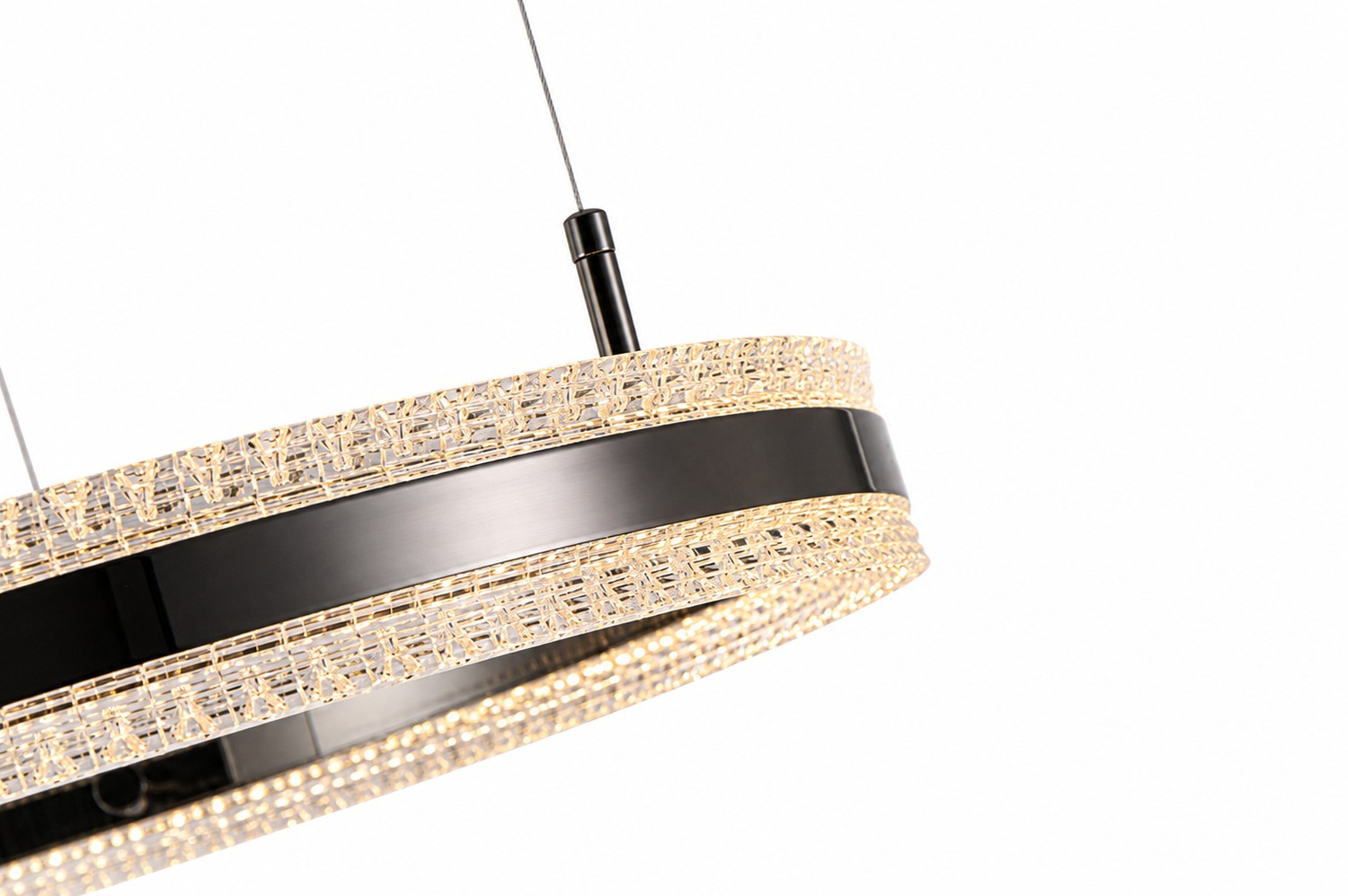 Lampa wisząca ARKADIA LED 60 cm - tytanowa z kryształowym pierścieniem - obrazek 7