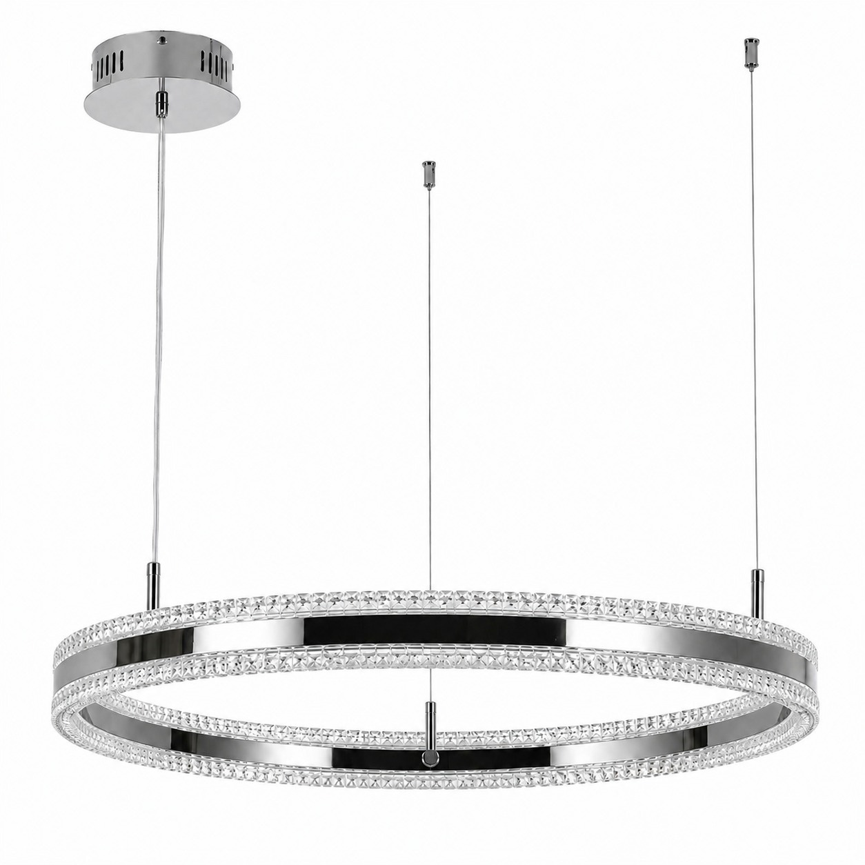 Lampa wisząca ARKADIA LED 60 cm - tytanowa z kryształowym pierścieniem - obrazek 8