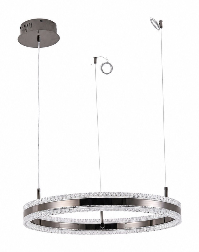 Lampa wisząca ARKADIA LED 60 cm - tytanowa z kryształowym pierścieniem - obrazek 9