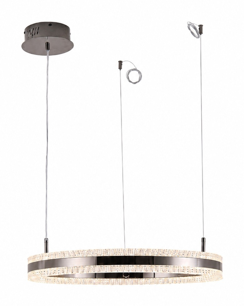 Lampa wisząca ARKADIA LED 60 cm - tytanowa z kryształowym pierścieniem - obrazek 10
