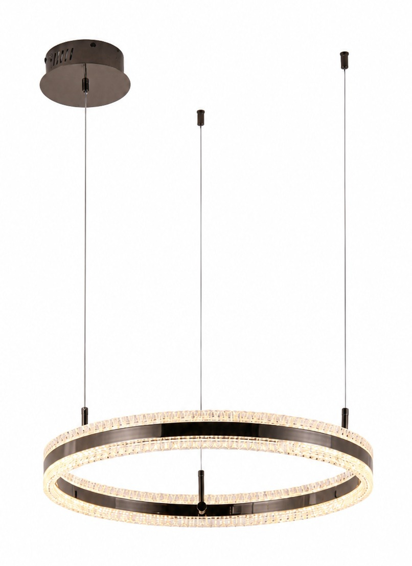 Lampa wisząca ARKADIA LED 60 cm - tytanowa z kryształowym pierścieniem - obrazek 11