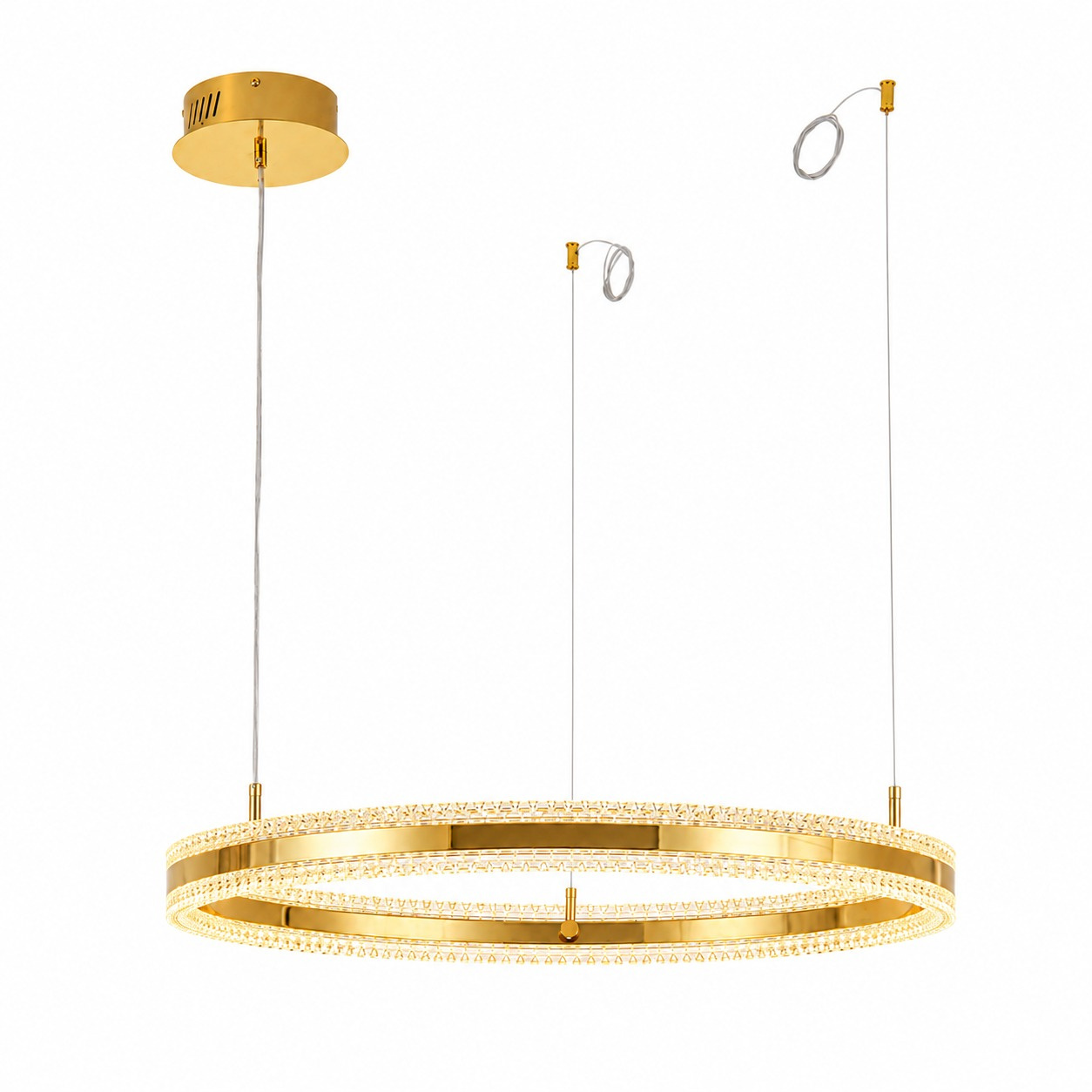 Lampa wisząLampa wisząca ARKADIA LED 80 cm - złoty połysk z kryształowym pierścieniem - obrazek 6