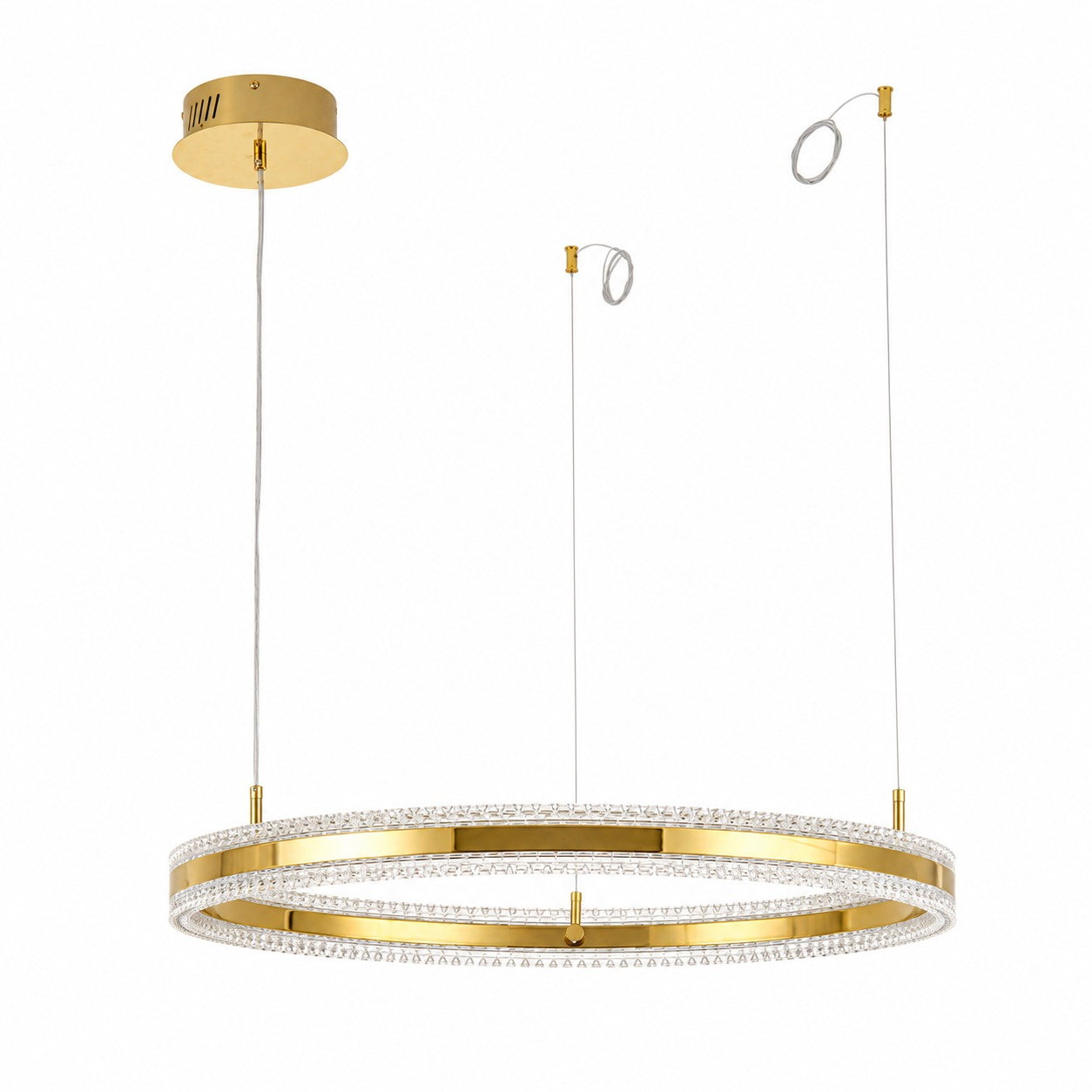 Lampa wisząLampa wisząca ARKADIA LED 80 cm - złoty połysk z kryształowym pierścieniem - obrazek 7
