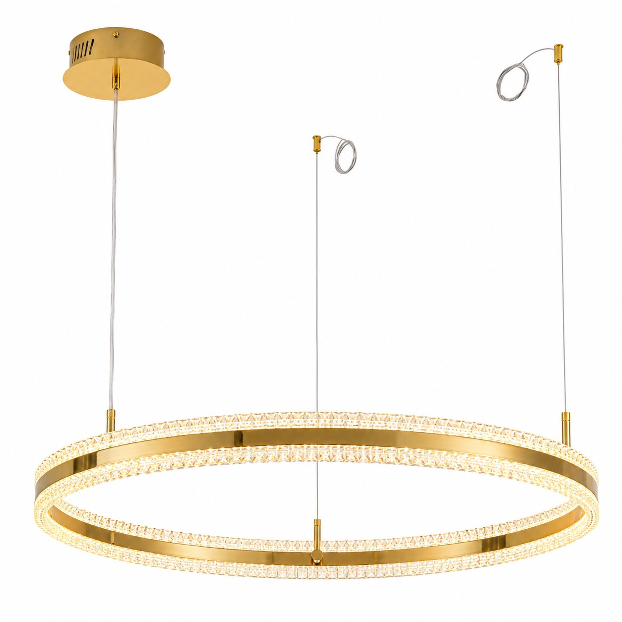 Lampa wisząLampa wisząca ARKADIA LED 80 cm - złoty połysk z kryształowym pierścieniem - obrazek 8